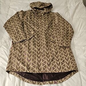 Michael Kors MK2000 Logo Jacquard Brown Hooded Jacket, XS/S, NWT